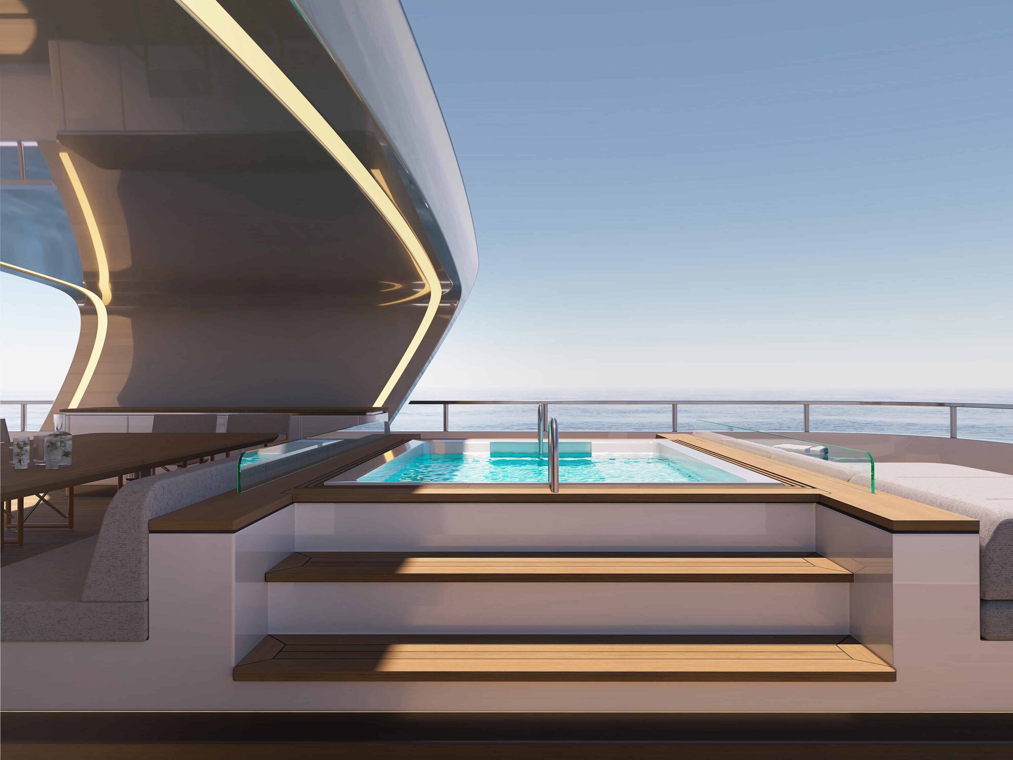 Swimming pool on deck.