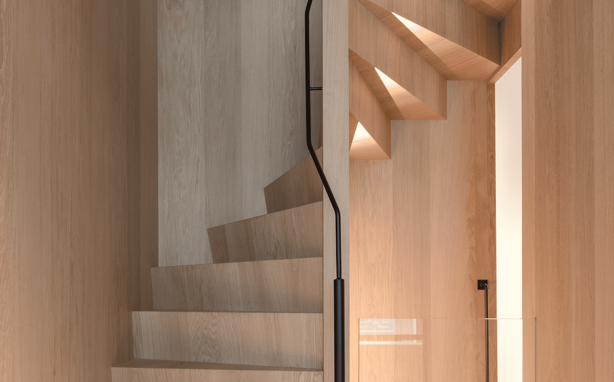 Wooden stairs in the Canal House.
